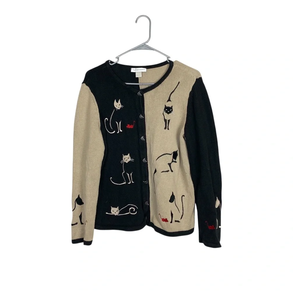 Vintage Christopher and banks novelty cat cardigan size medium - Picture 1 of 8